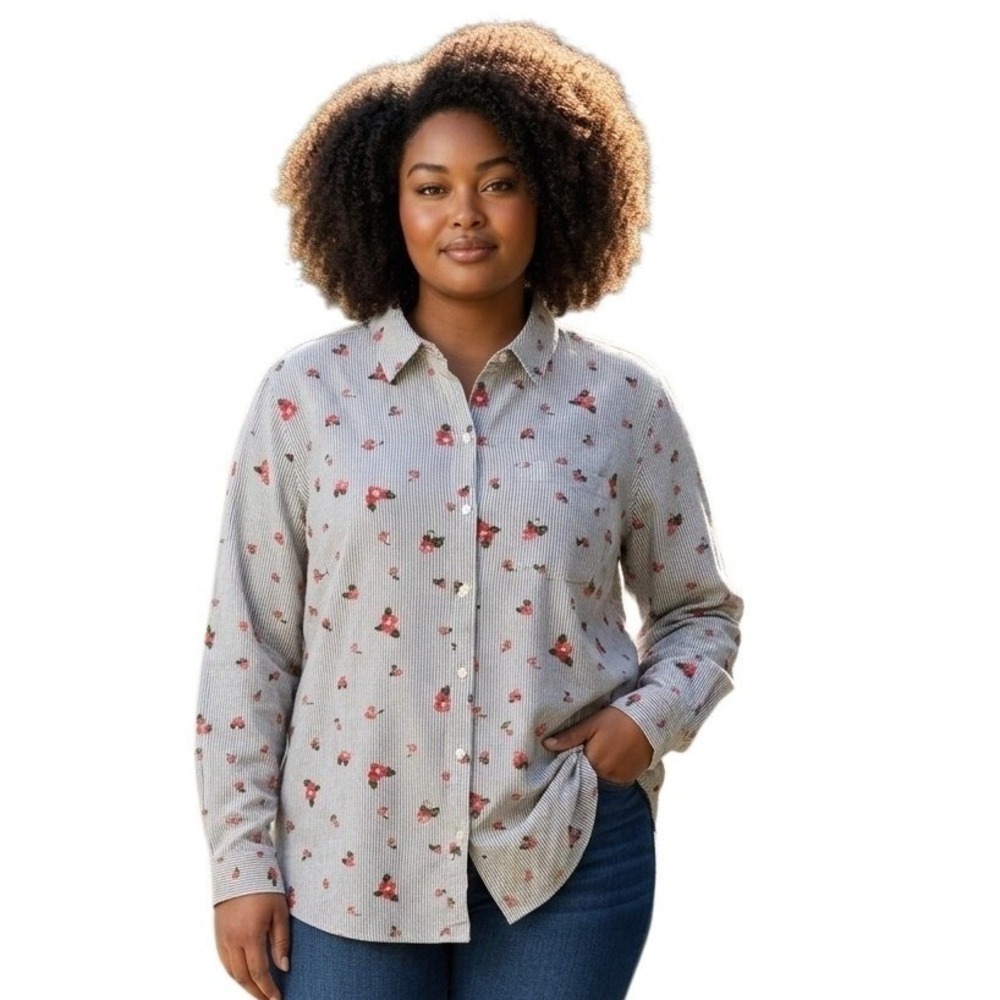 NWT Old Navy Women's size 2X Button-Down Classic Floral Lightweight Summer Top